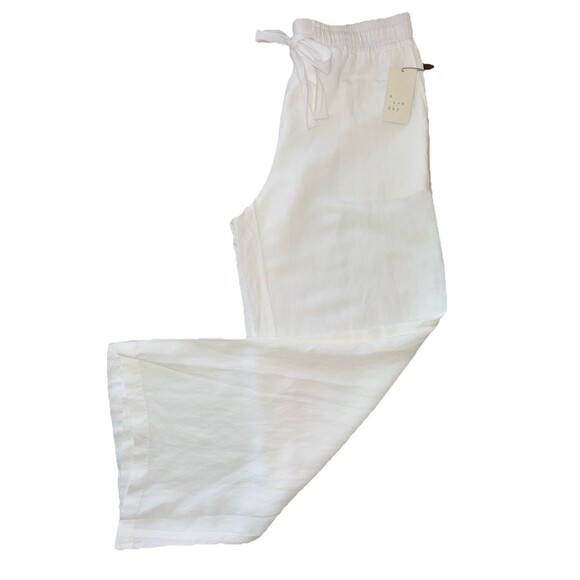 A New Day White Linen-Blend Wide-Leg Pants Women’s Size L NWT Coastal Minimalist - Picture 3 of 7